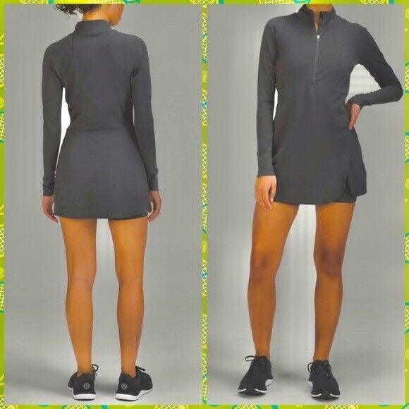 Lululemon Nulux Long Sleeve Tennis Dress Size 6 Graphite Gray GGRE New $148 - Picture 1 of 4